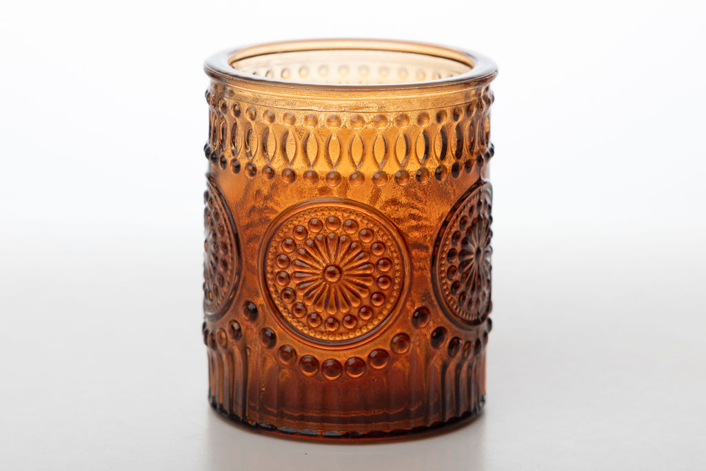 TEALIGHT CANDLE HOLDER AMBER $1.00